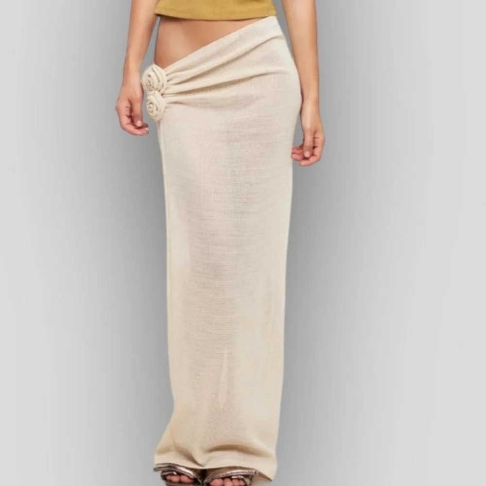 Lioness Soul Mate Mesh Netted Maxi Skirt in Cream XL NWT New